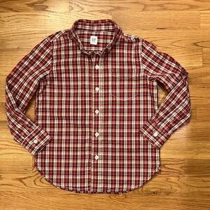 GAP Kids Red and White Checkered Button Down Shirt Small Holiday